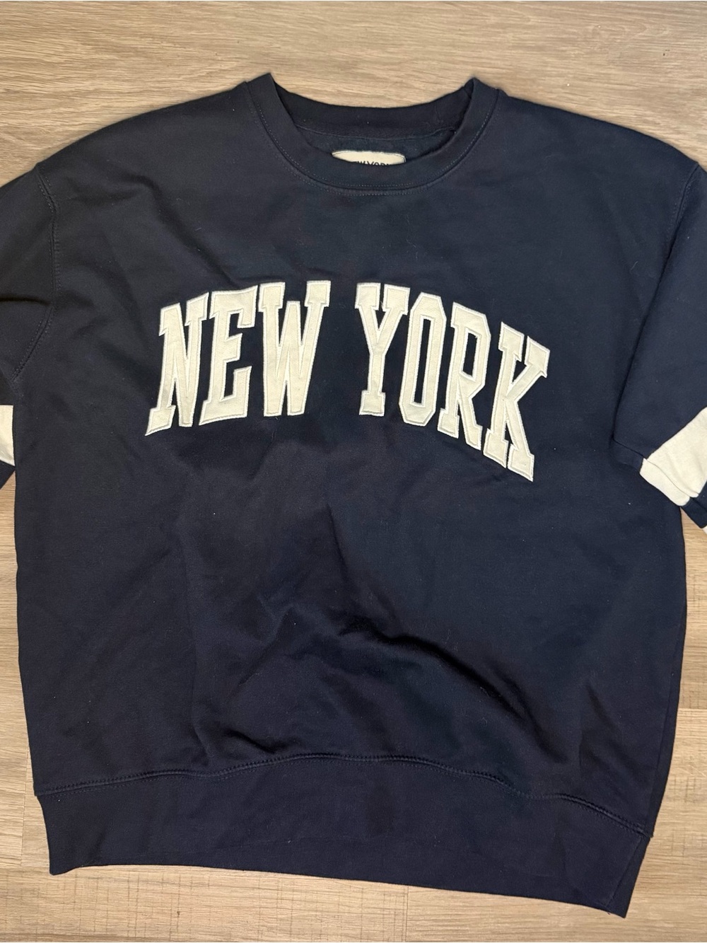 NEW YORK Navy Crewneck Sweatshirt with White Lettering